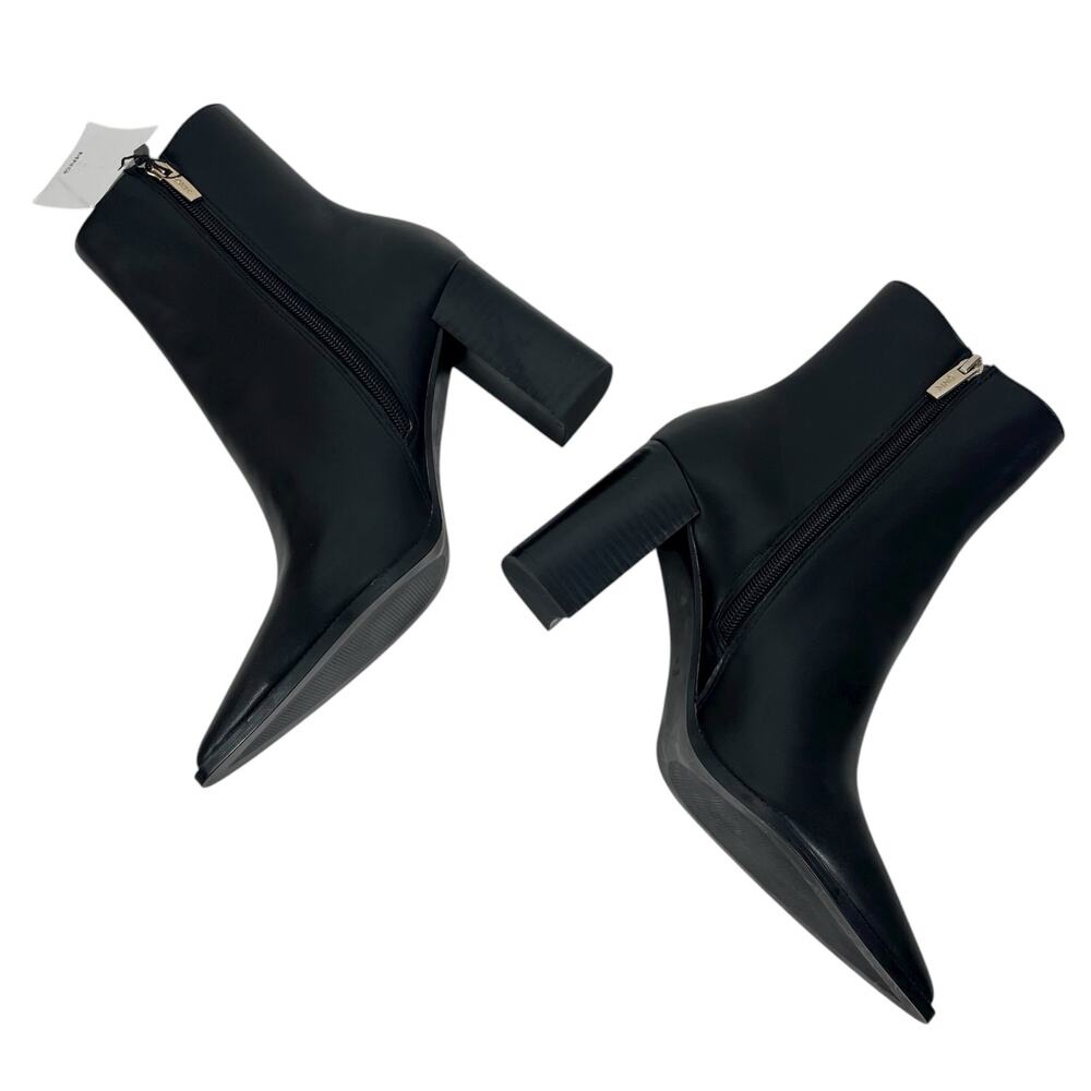Mango Pointed Toe Block Heel Ankle Boots Black Si… - image 8